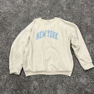 John Galt White New York Crew Neck Sweatshirt